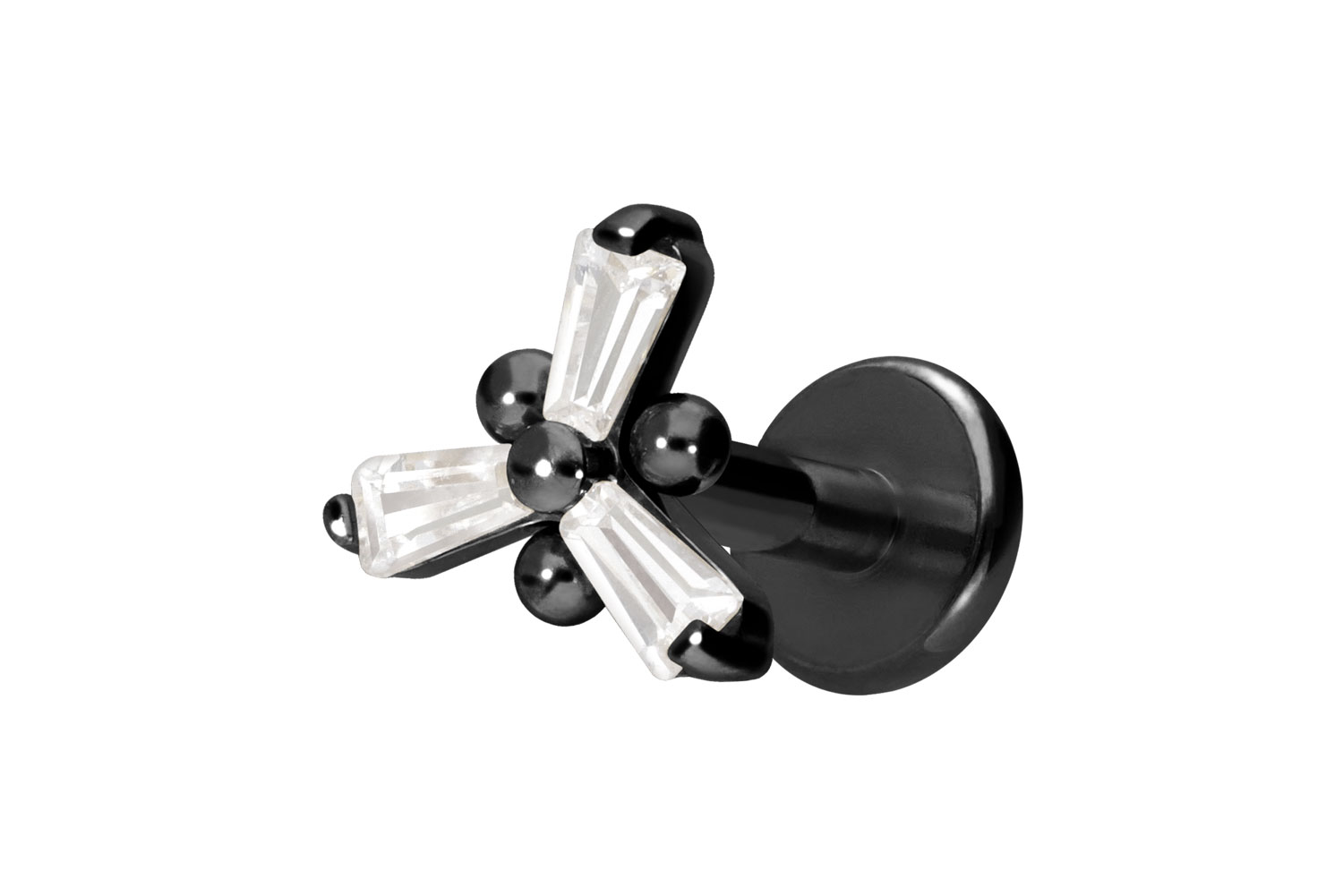 Titan Labret Piercing mit Innengewinde KRISTALLBLUME